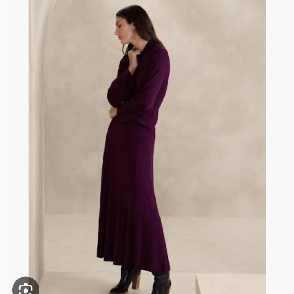 Banana Republic LENA METALLIC SWEATER Midi Skirt Set Purple Black